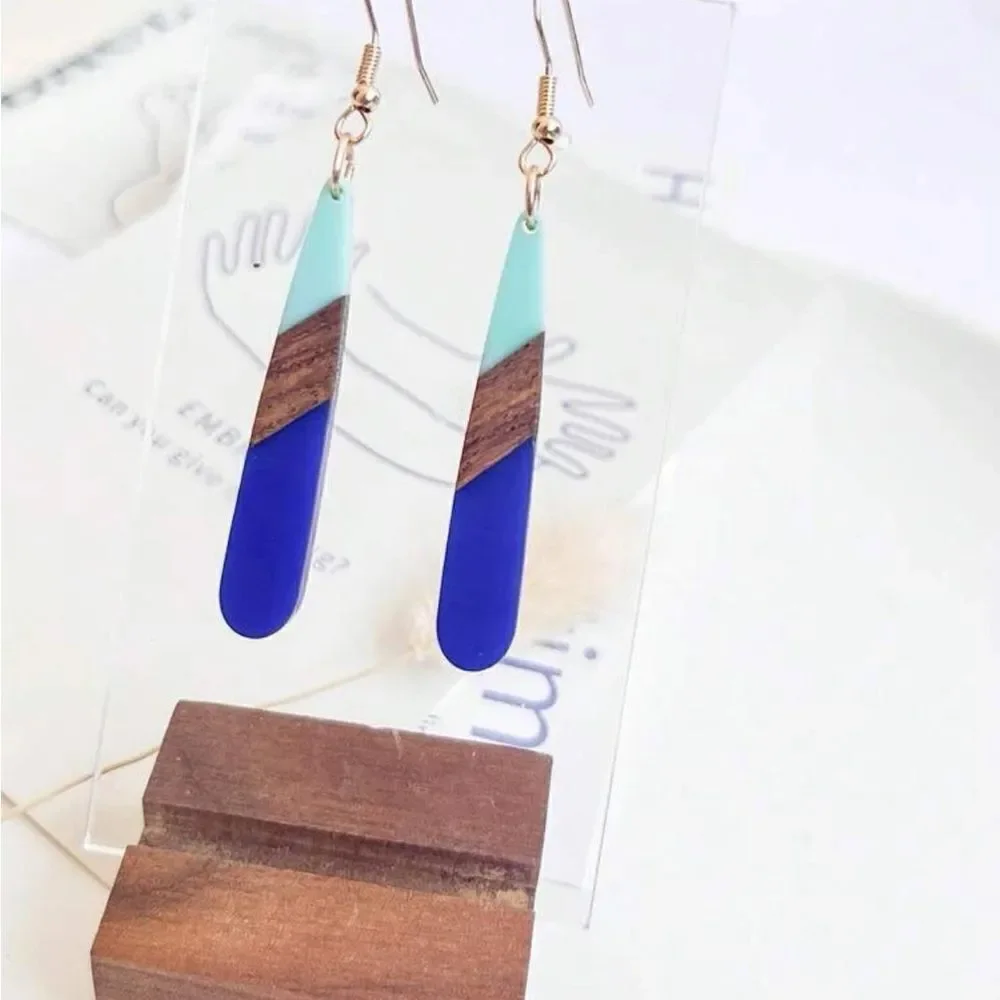 ‎Color Block Geometric Drop Earrings - Picture 3 of 9